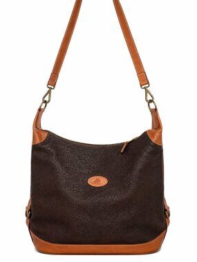 Mulberry Mitzy Large Hobo Crossbody Scotchgrain Brown Tan Shoulder Bag Authentic